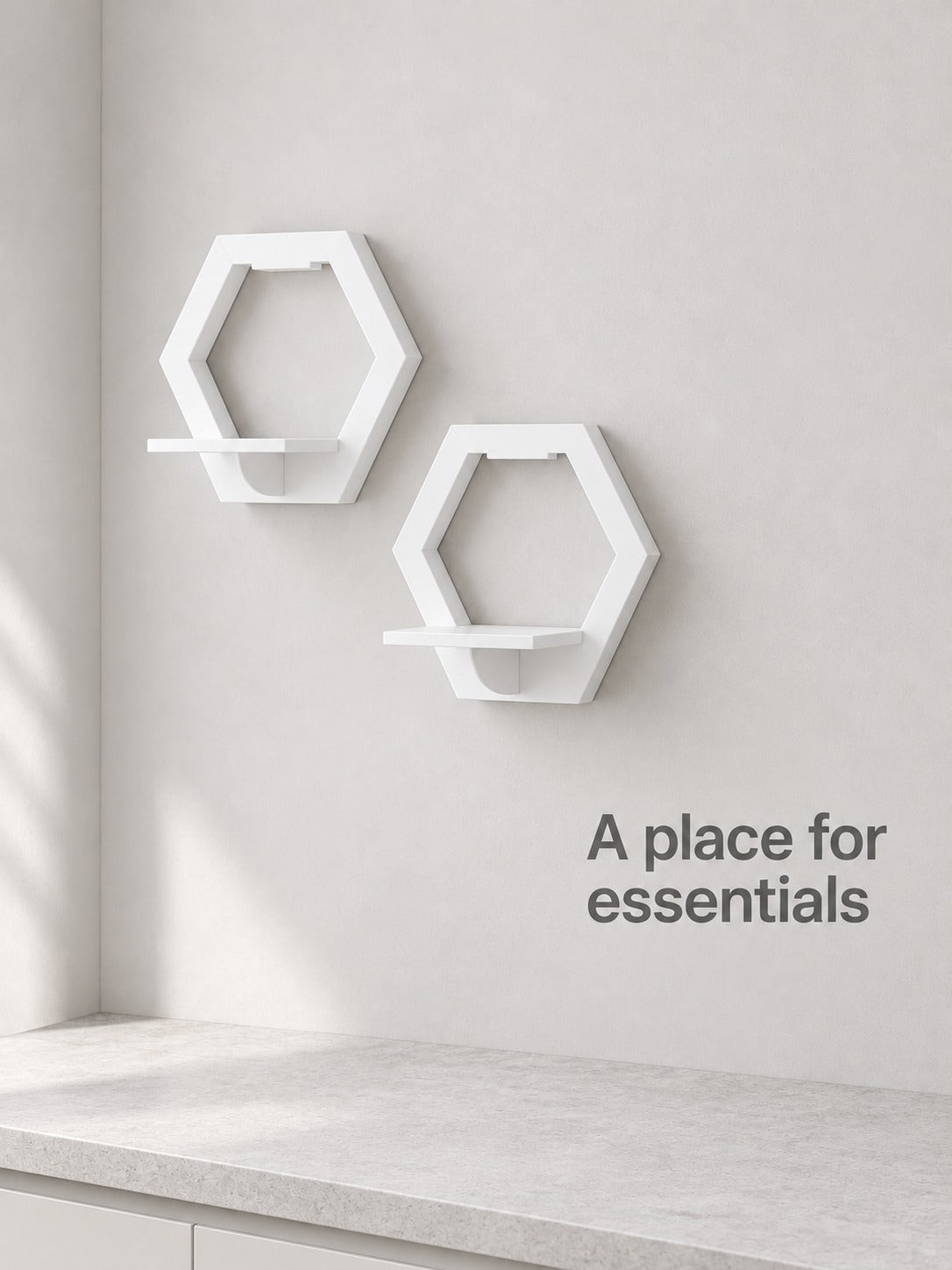 White Hexagon Wall Shelves for Bedroom and TV Wall Decor