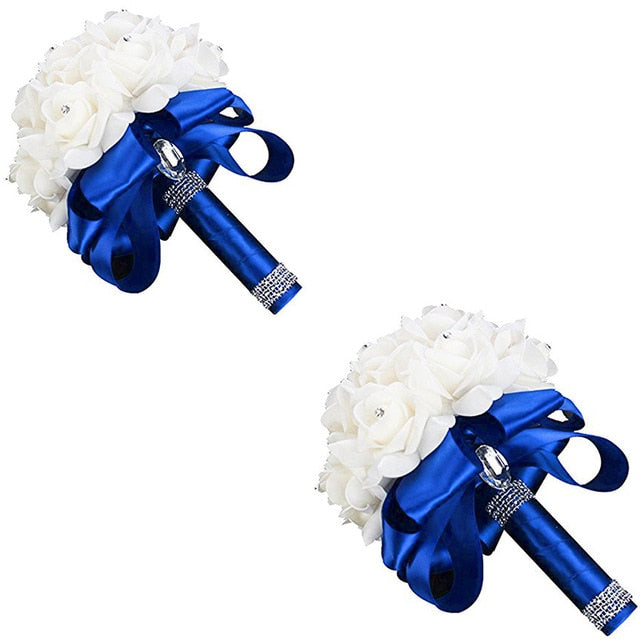 Ivory Rose Bridal Bouquet with Crystal Accents for Weddings