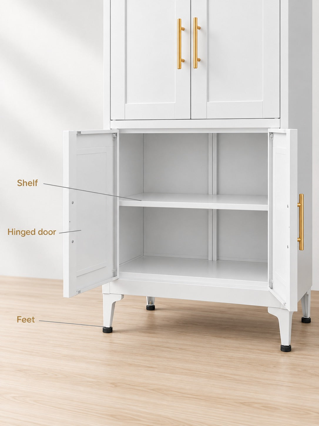 Kitchen Pantry Storage Cabinet with Doors and Shelves