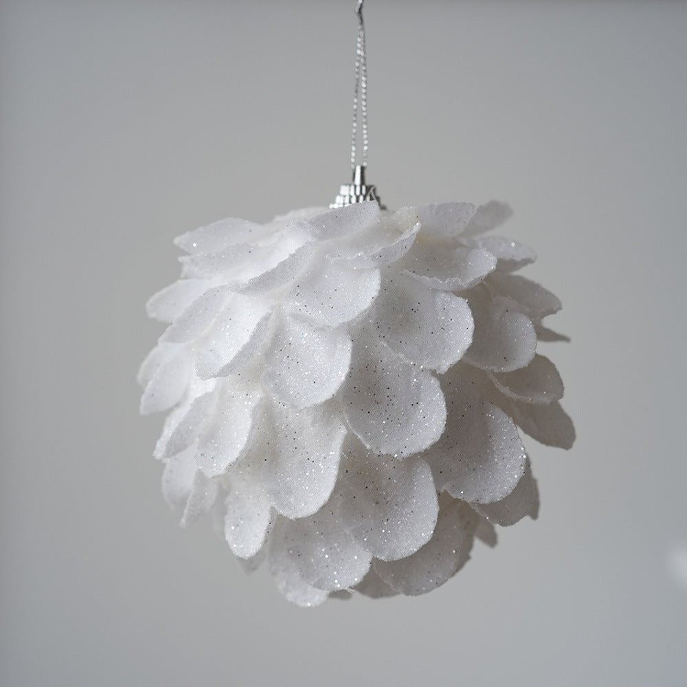 White Petal Christmas Ball Ornaments for Snowy Trees