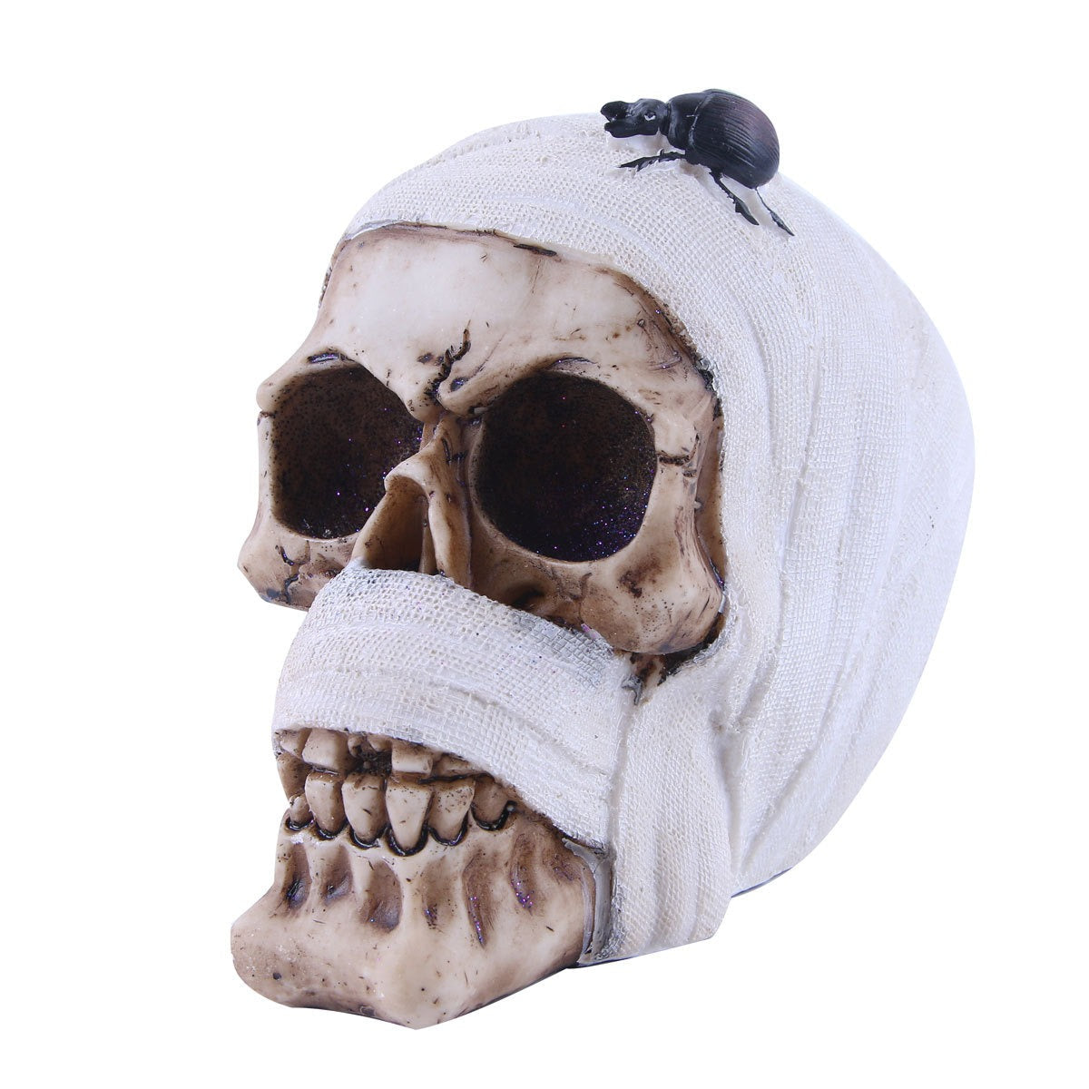 White Scarf Resin Skull Ornament for Gothic Decor