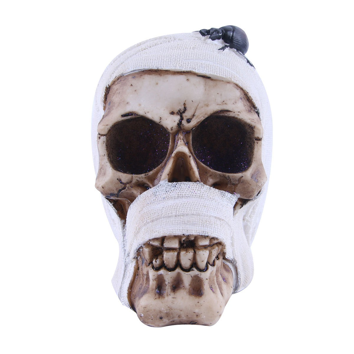 White Scarf Resin Skull Ornament for Gothic Decor