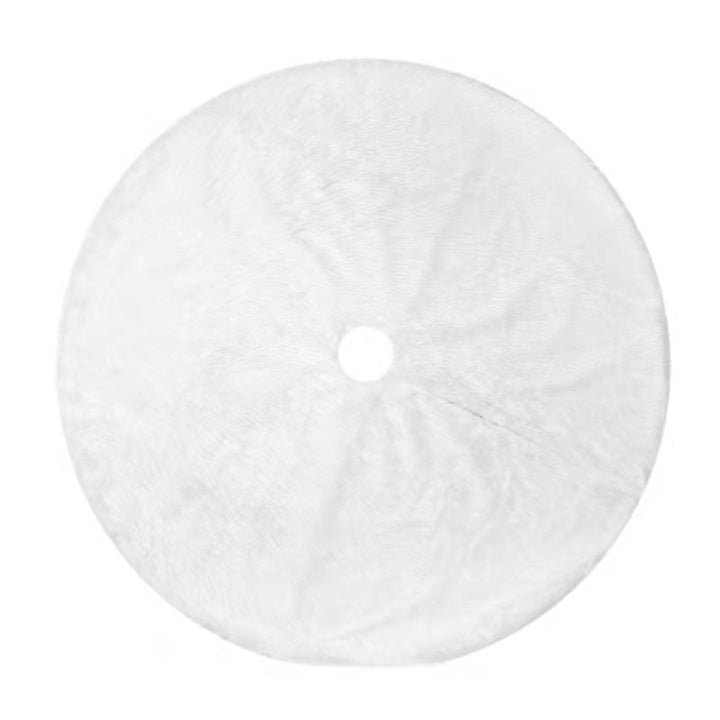 White Plush Christmas Tree Skirt With Gold Snowflakes