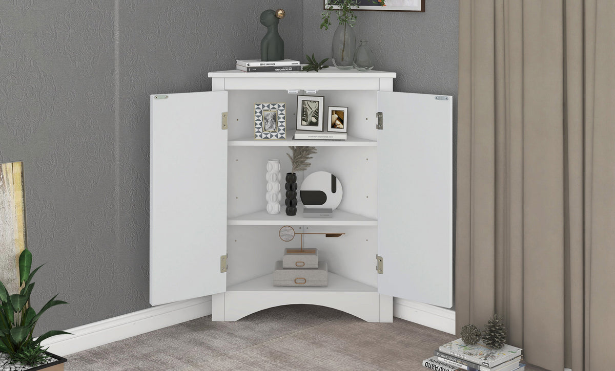 Corner Bathroom Storage Cabinet with Adjustable Shelves