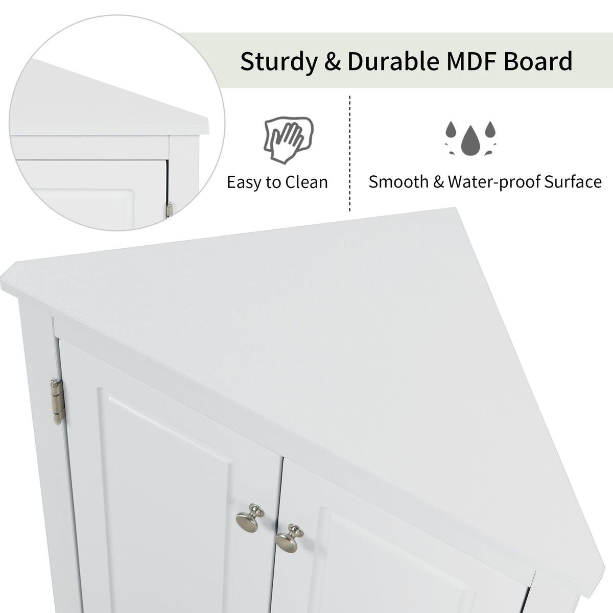 Corner Bathroom Storage Cabinet with Adjustable Shelves