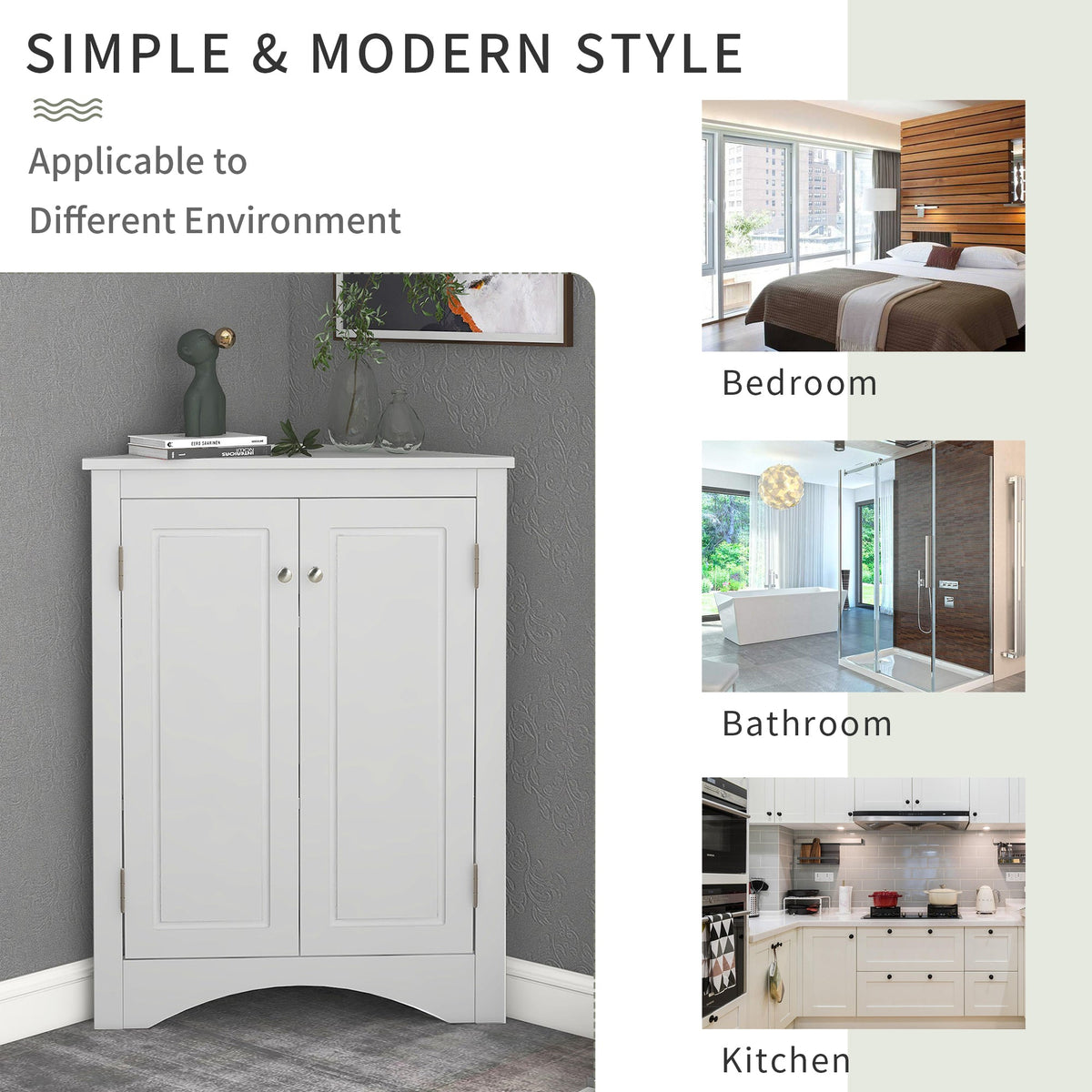 Corner Bathroom Storage Cabinet with Adjustable Shelves
