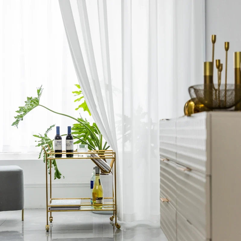 White Sheer Curtains for Living Room, Light-Diffusing Voile