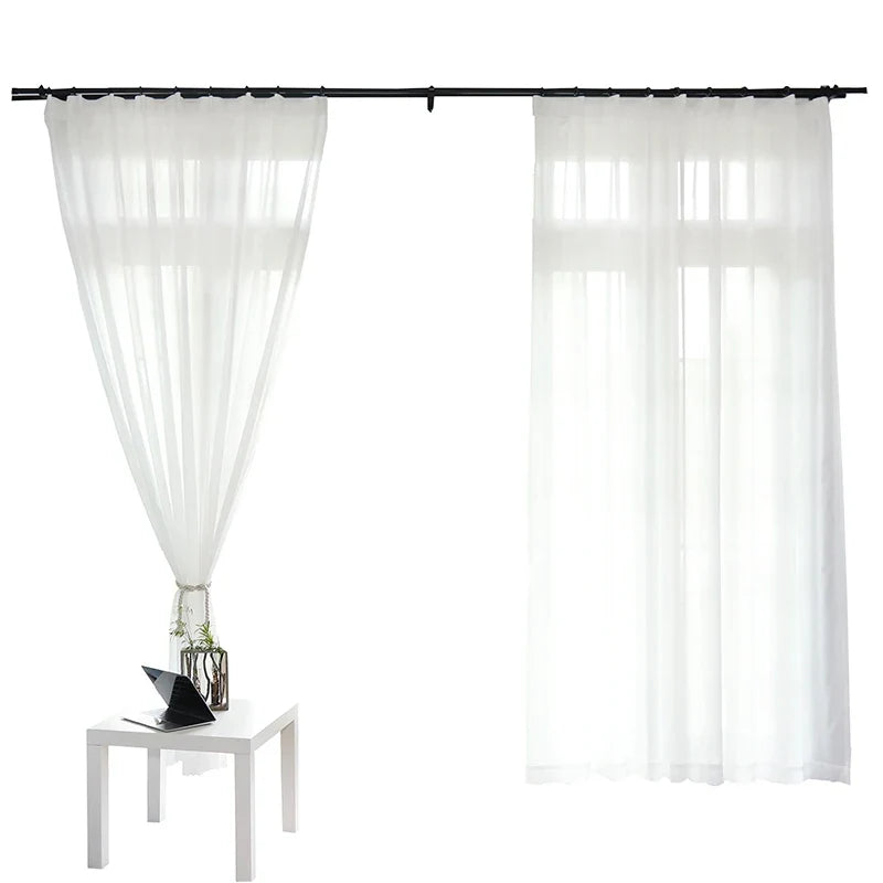 White Sheer Curtains for Living Room, Light-Diffusing Voile