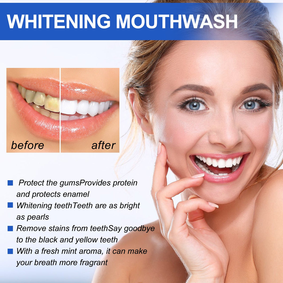 Whitening Mouthwash for Fresh Breath & Cleaner-Looking Teeth