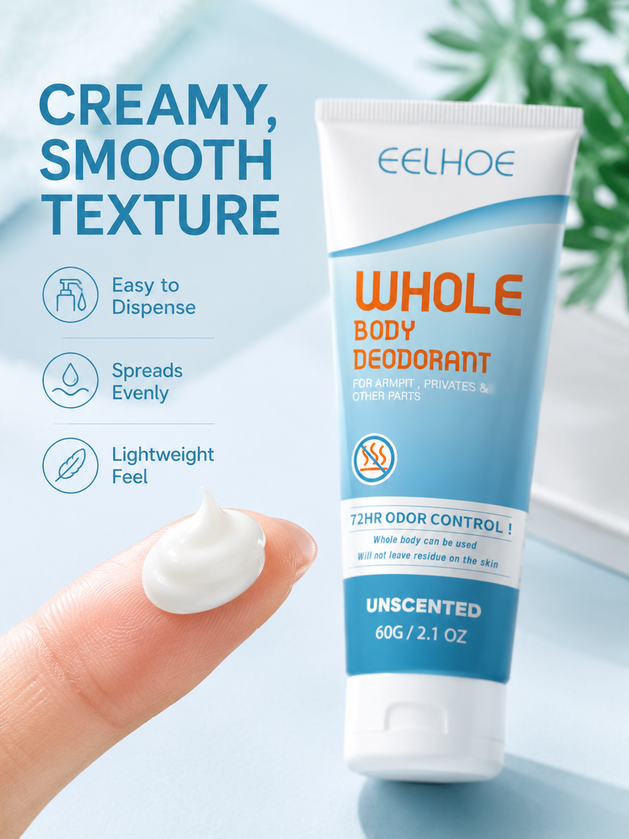 Whole Body Deodorant Cream - 72HR Odor Control, No Residue
