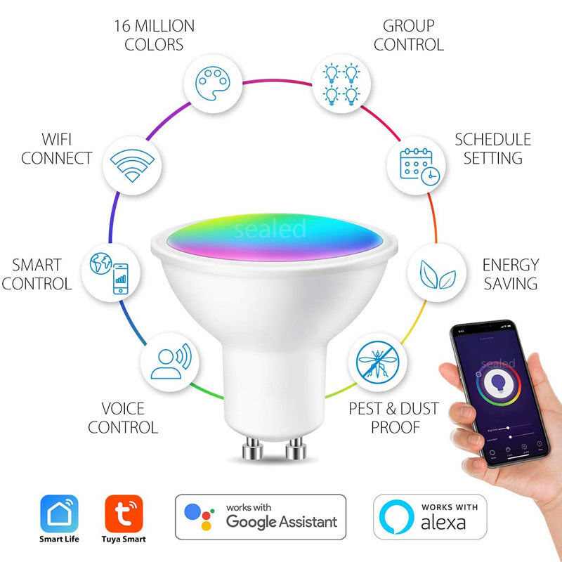 Smart GU10 Spotlight Bulb with App & Voice Colour Control