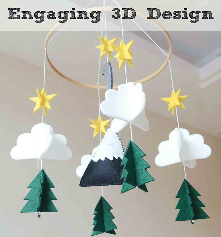Woodland Baby Crib Mobile with 3D Felt Nursery Decor