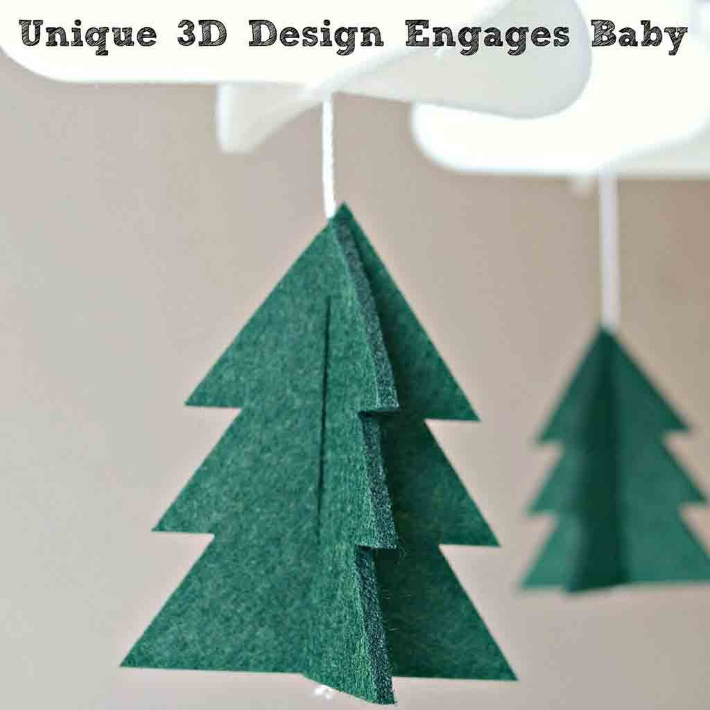 Woodland Baby Crib Mobile with 3D Felt Nursery Decor