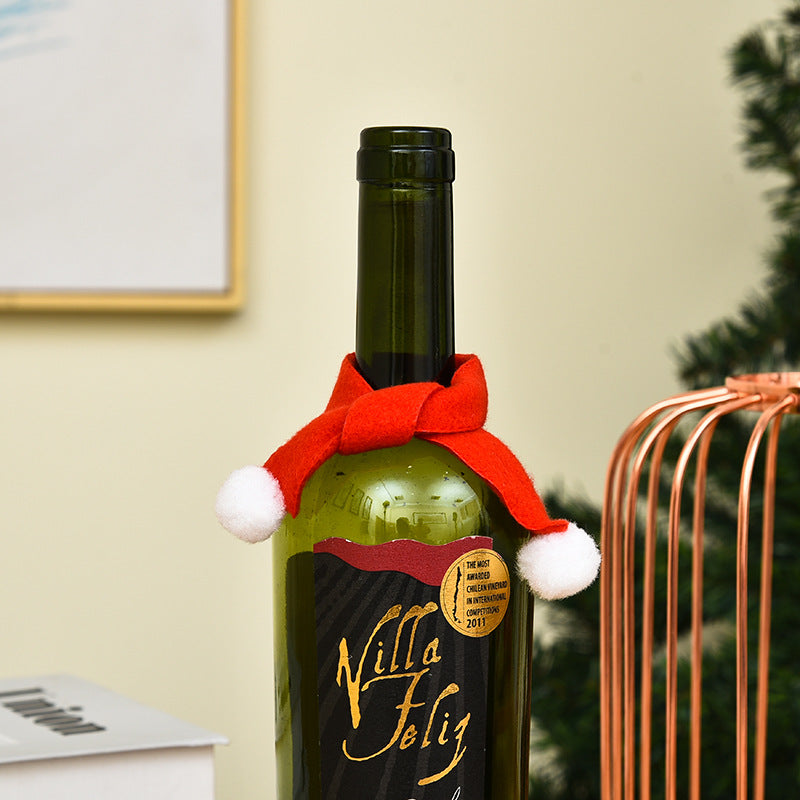Christmas Wine Bottle Decoration Hat and Scarf Set