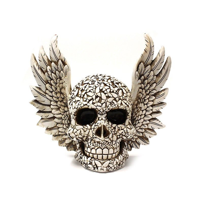 Winged Skull Decor: Dramatic Gothic Desktop Centerpiece