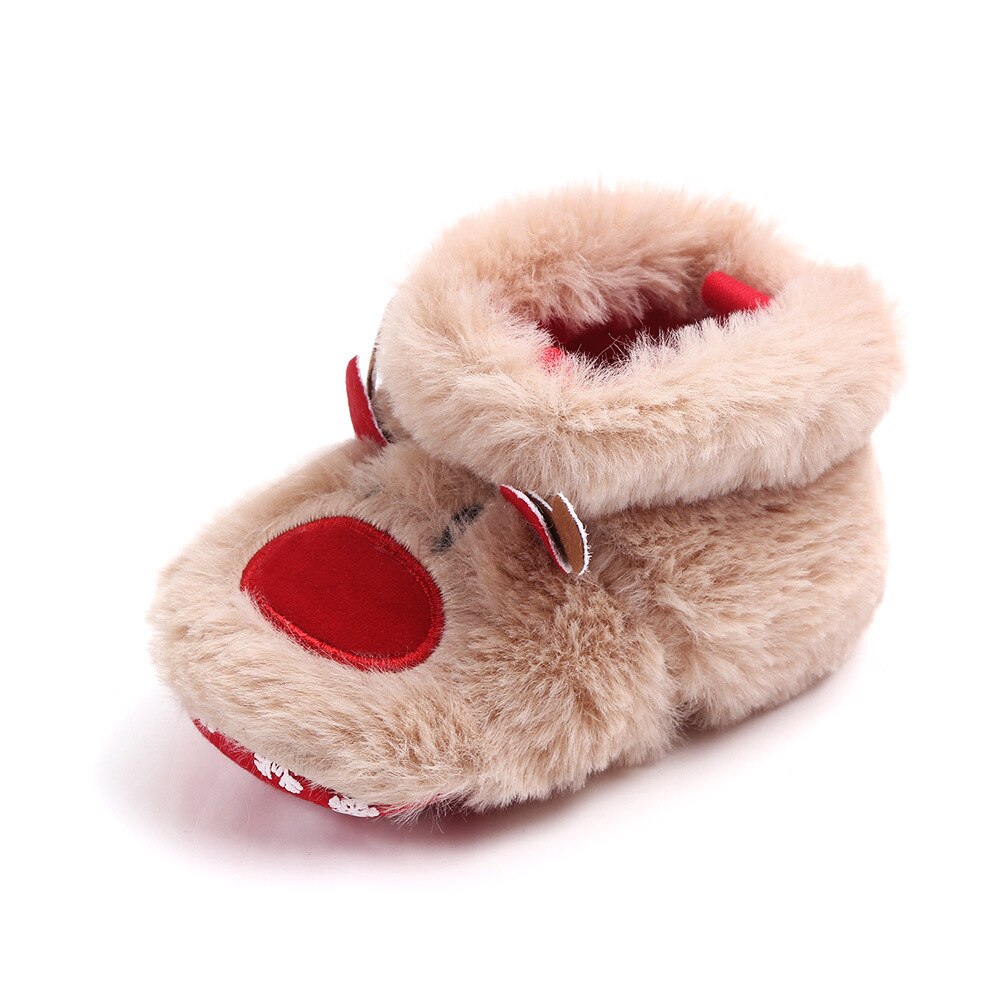 Baby First Walker Shoes – Cozy Plush Reindeer Warmth
