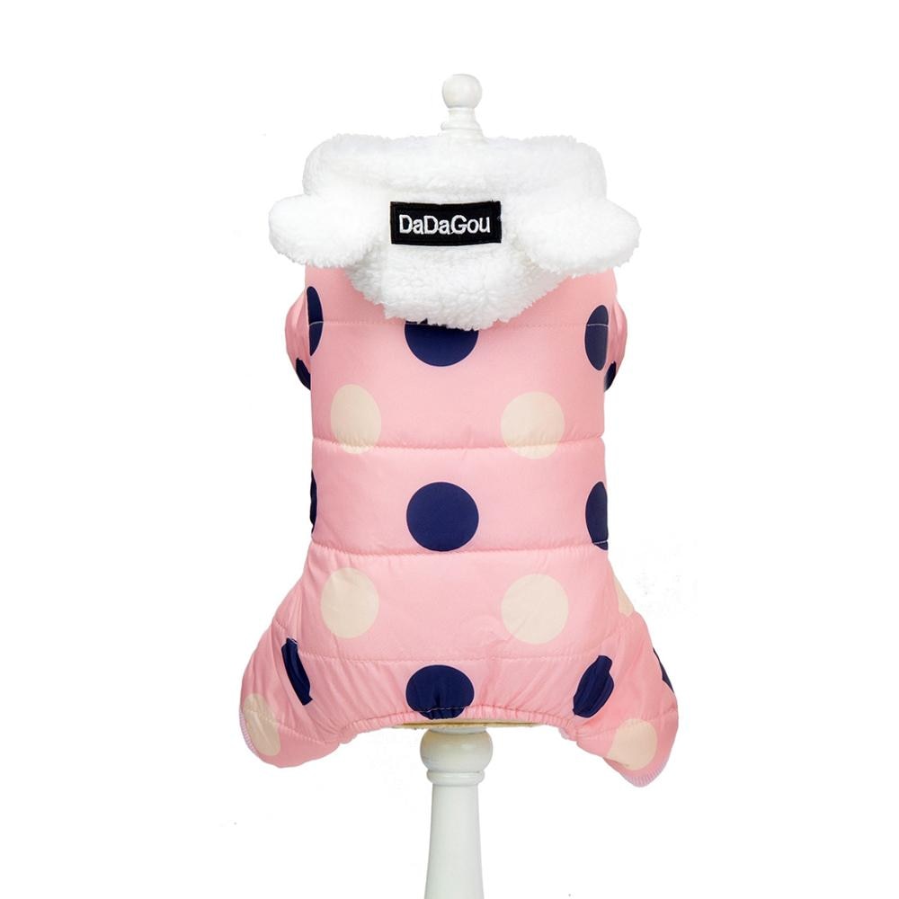 Small Dog Winter Hoodie Coat – Warm Polka Dot Cover