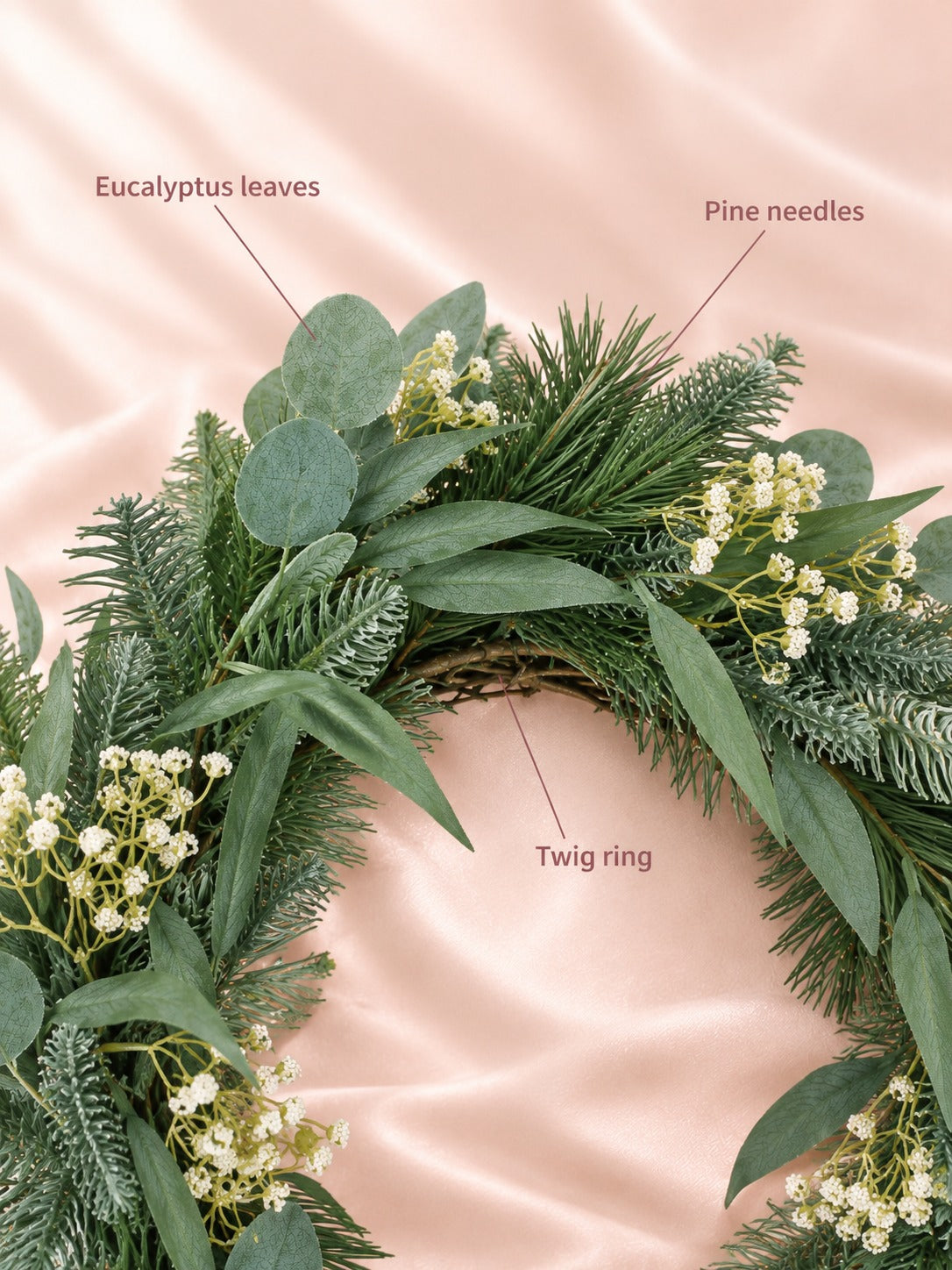 Winter Wreath with Eucalyptus and Pine, 30.5-Inch Size