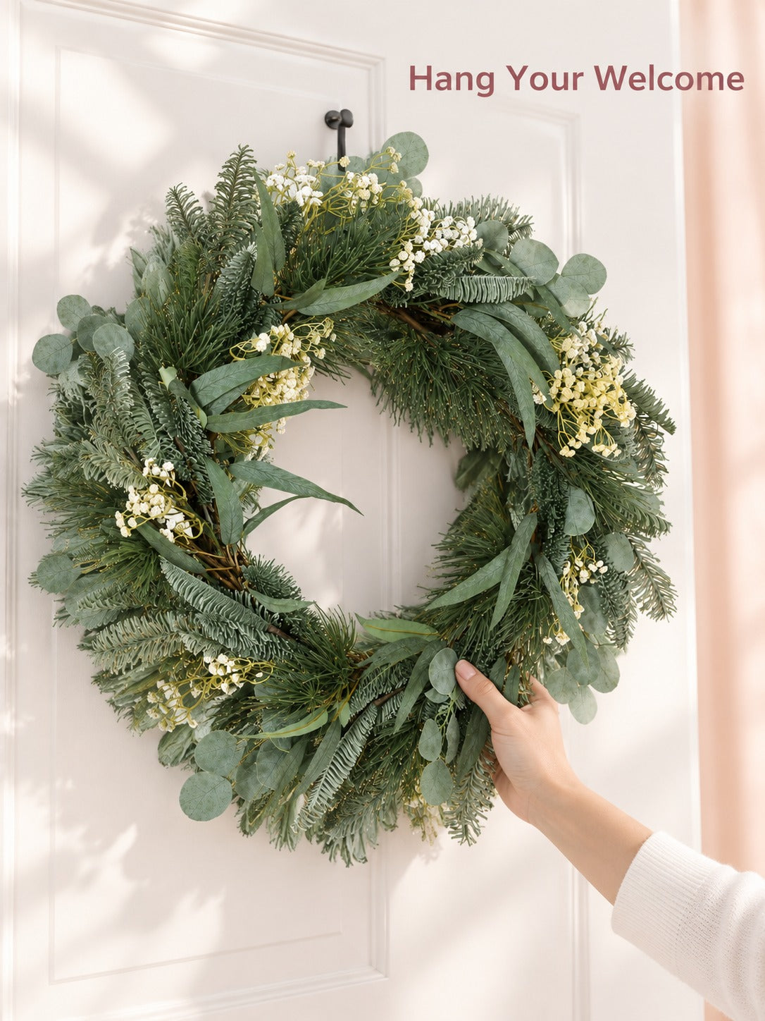 Winter Wreath with Eucalyptus and Pine, 30.5-Inch Size