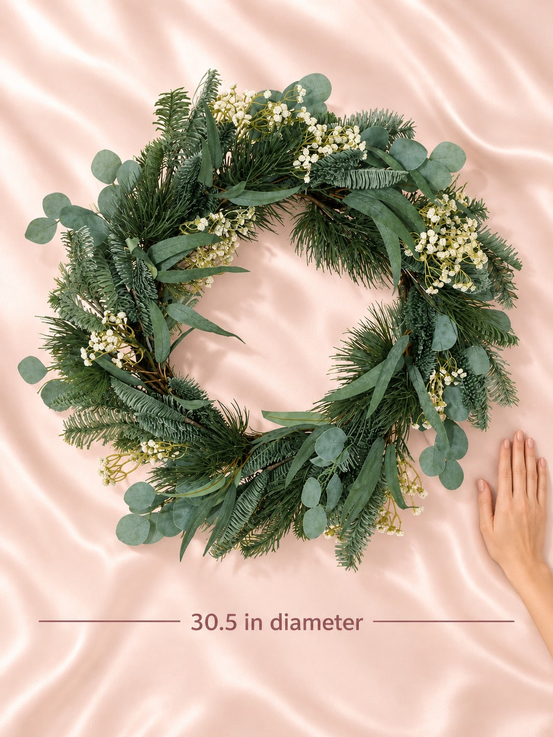 Winter Wreath with Eucalyptus and Pine, 30.5-Inch Size