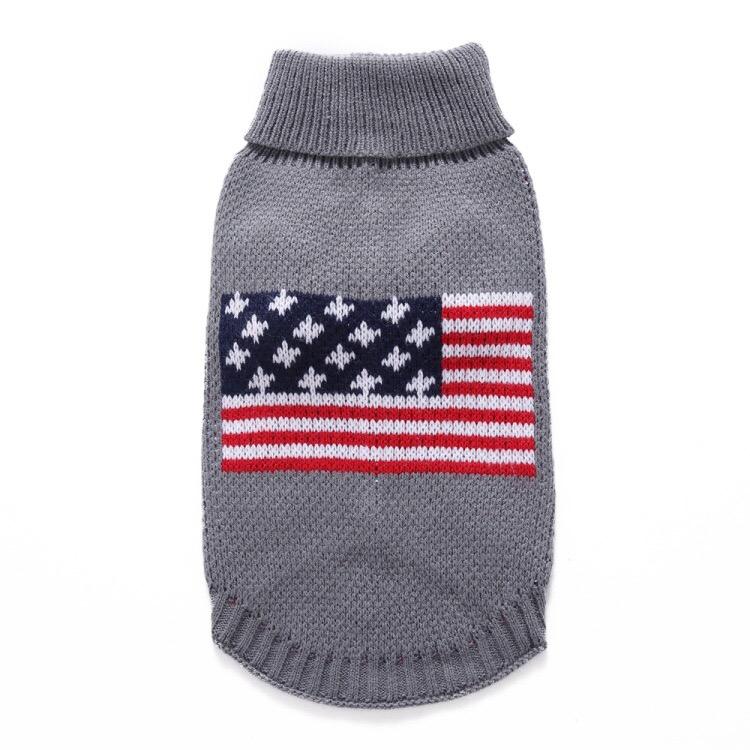 Winter Dog Jumper With Warm American Flag Design Coat