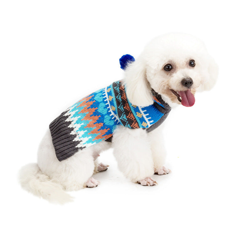 Small Dog Sweater With Hood | Cozy Colorful Winter Outfit