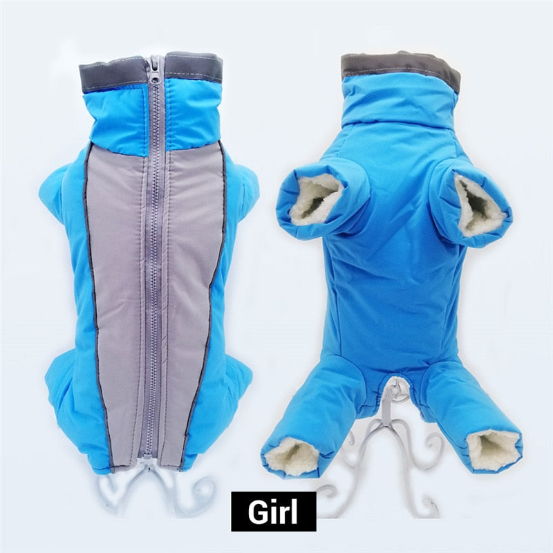 Dog Winter Overalls: Warm Waterproof Reflective Jumpsuit