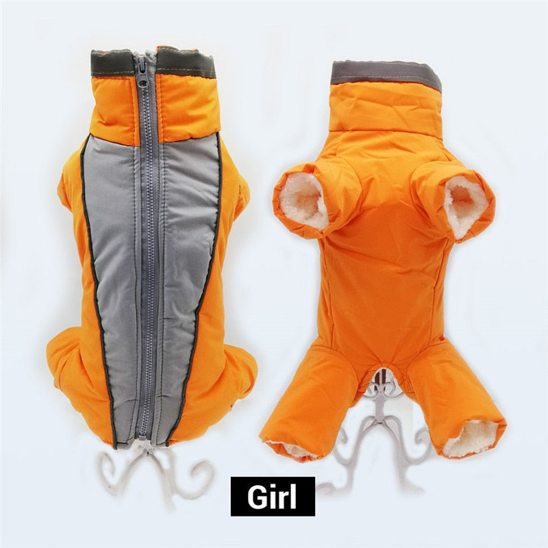 Dog Winter Overalls: Warm Waterproof Reflective Jumpsuit