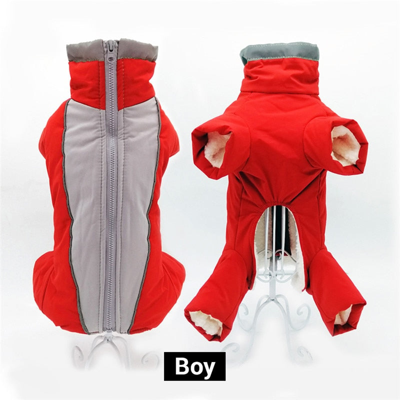 Dog Winter Overalls: Warm Waterproof Reflective Jumpsuit