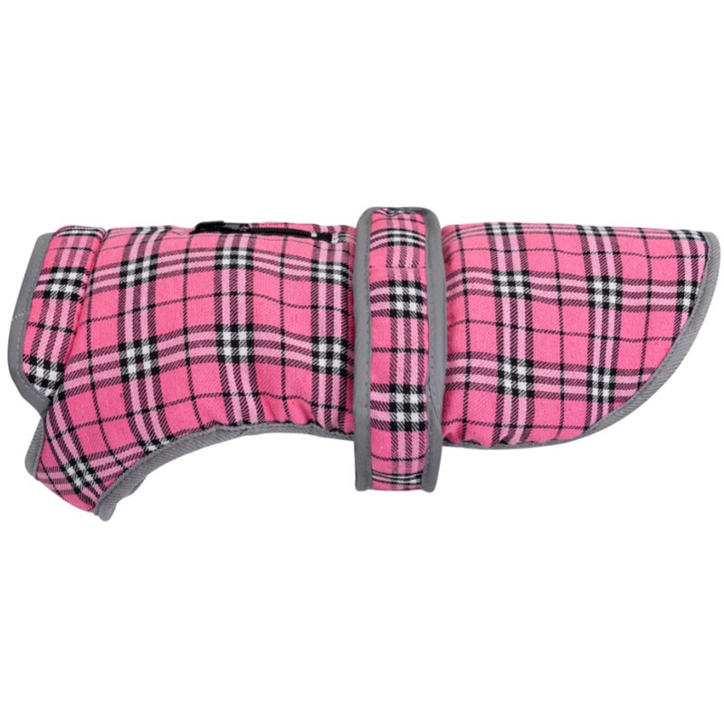 Fleece-Lined Plaid Dog Coat for Warm Winter Walks