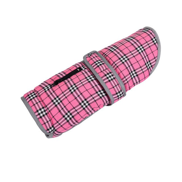 Fleece-Lined Plaid Dog Coat for Warm Winter Walks