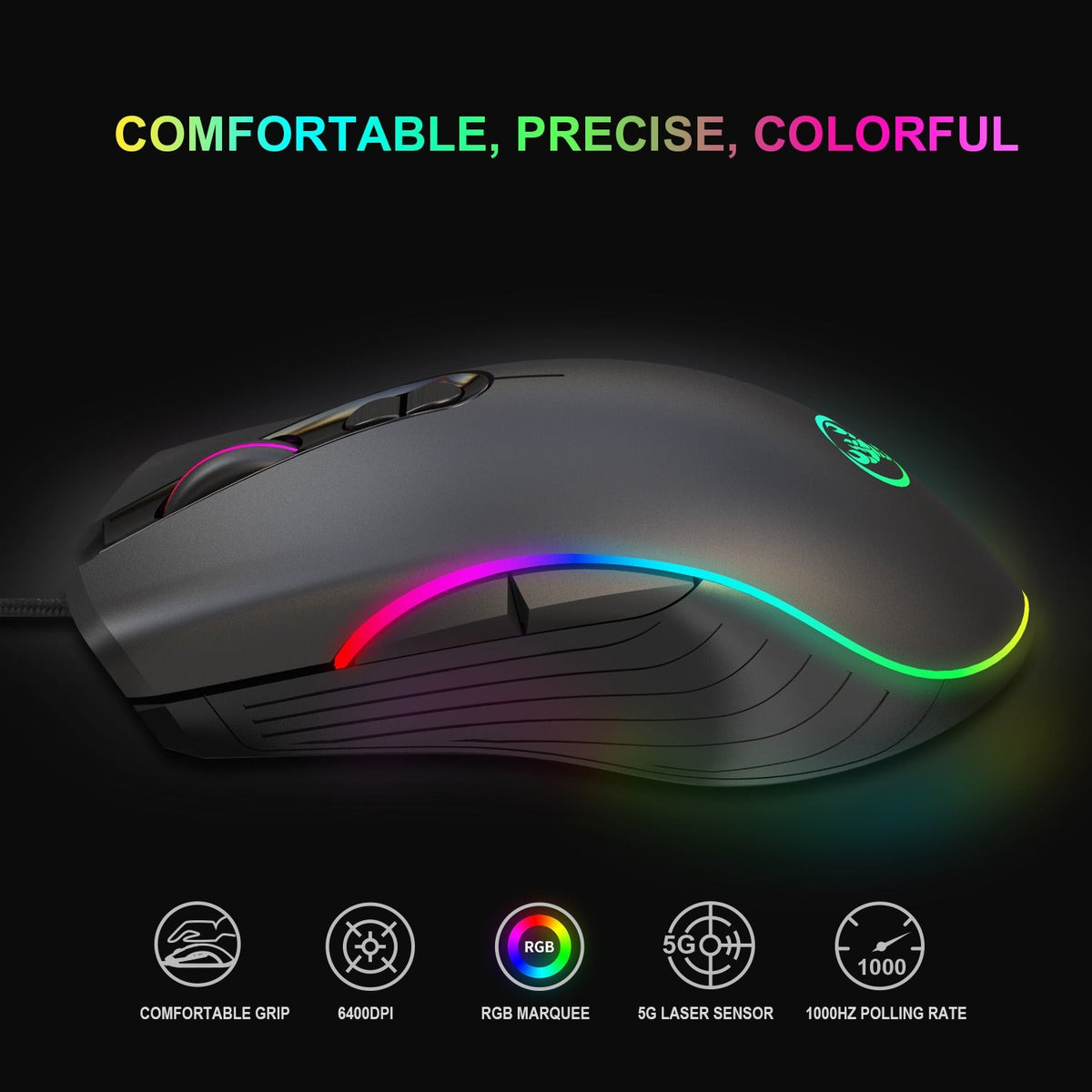 Wired RGB Gaming Mouse with 4-Level DPI for PUBG