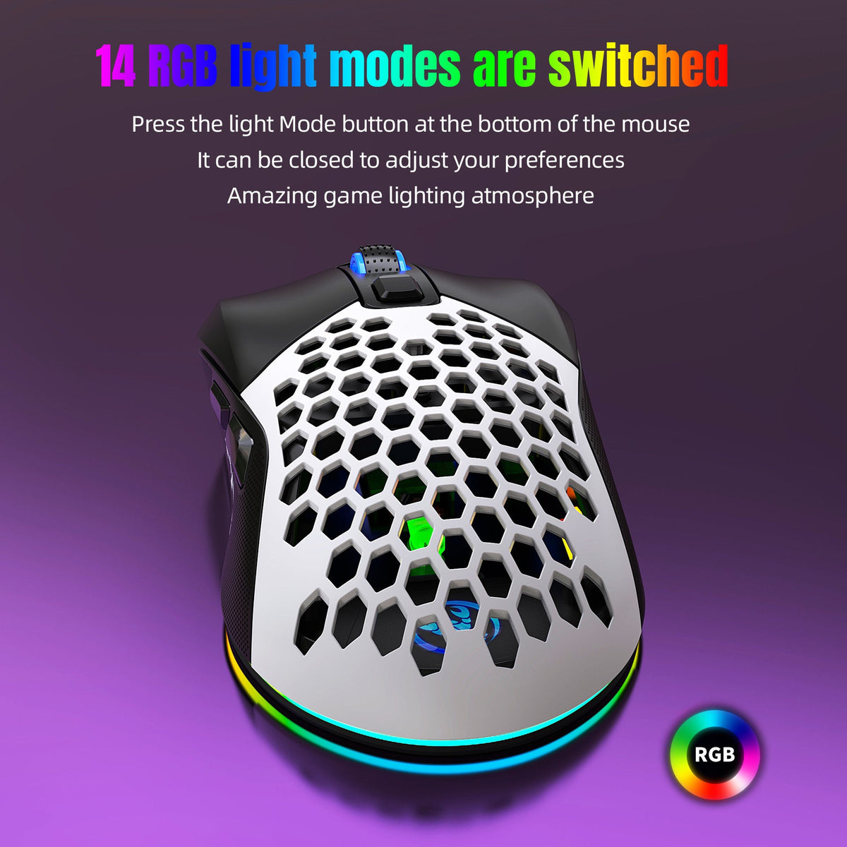 Lightweight Wired Gaming Mouse 7200 DPI with RGB Light