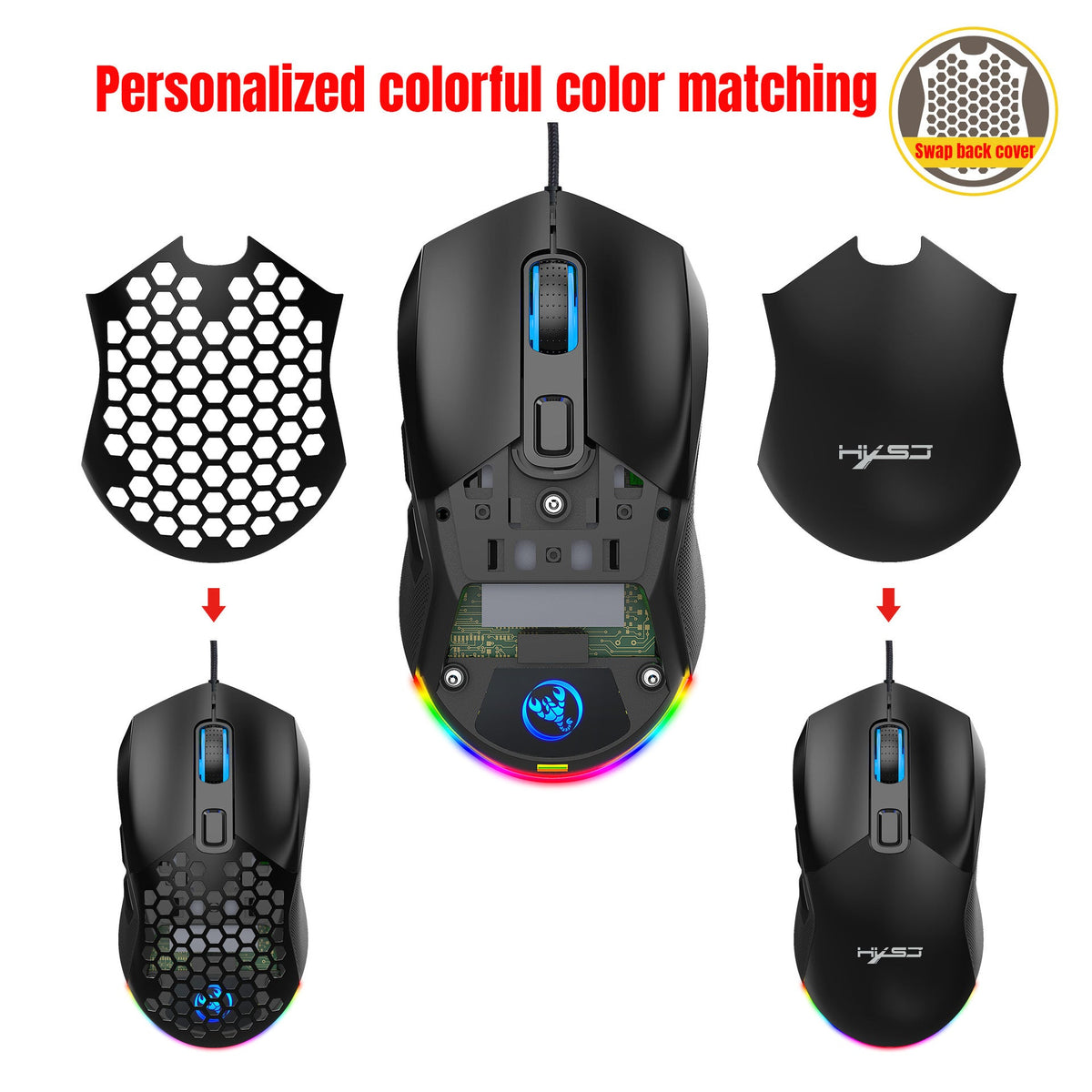 Lightweight Wired Gaming Mouse 7200 DPI with RGB Light