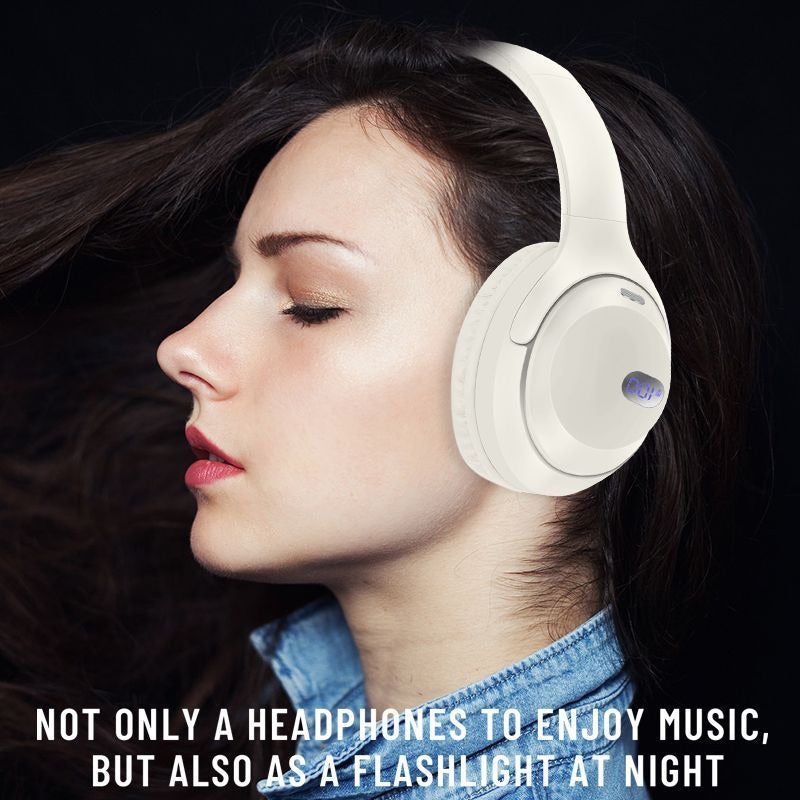 Wireless Headphones with Battery Display & Foldable