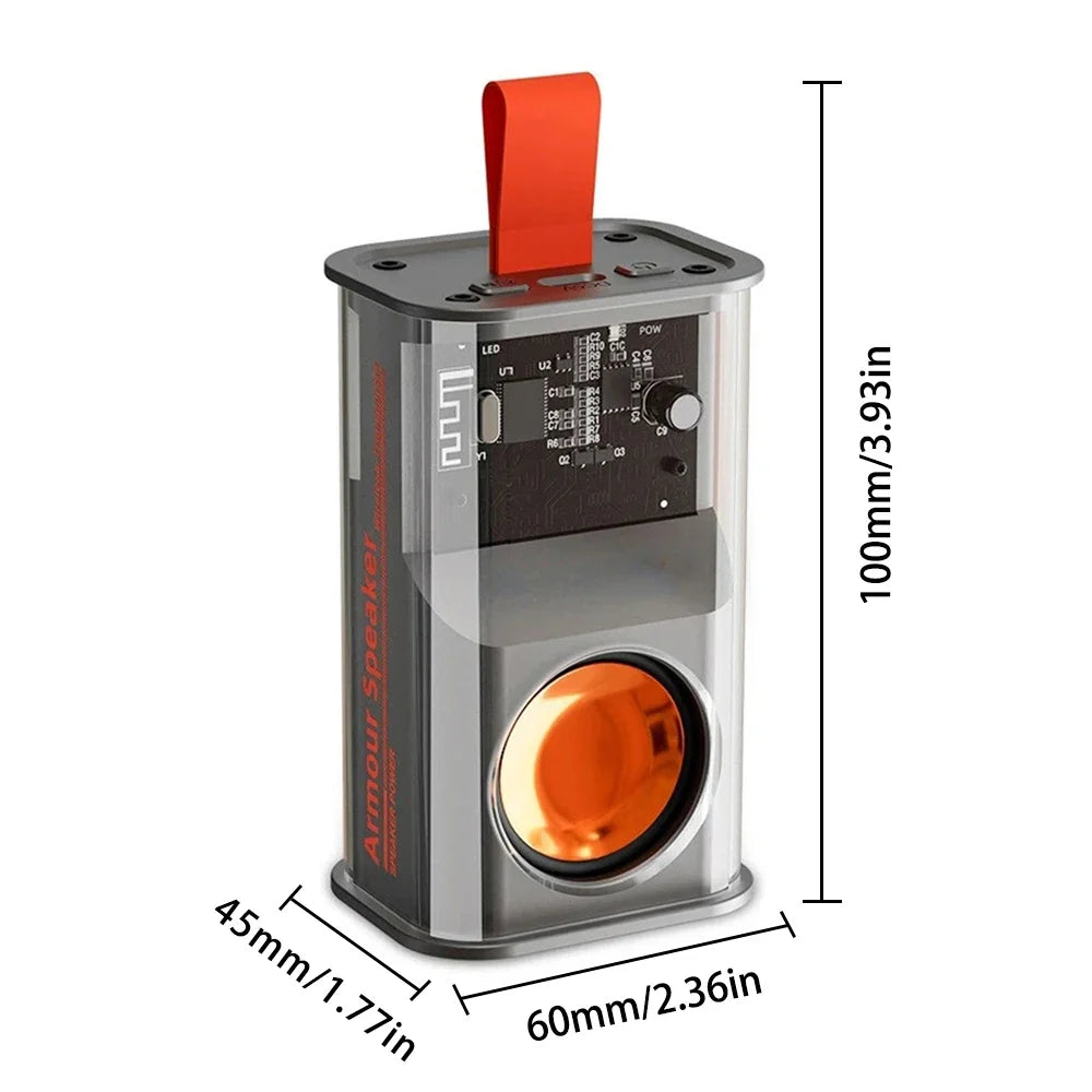 Transparent Bluetooth Speaker: BT 5.3 Bass & Mood Light