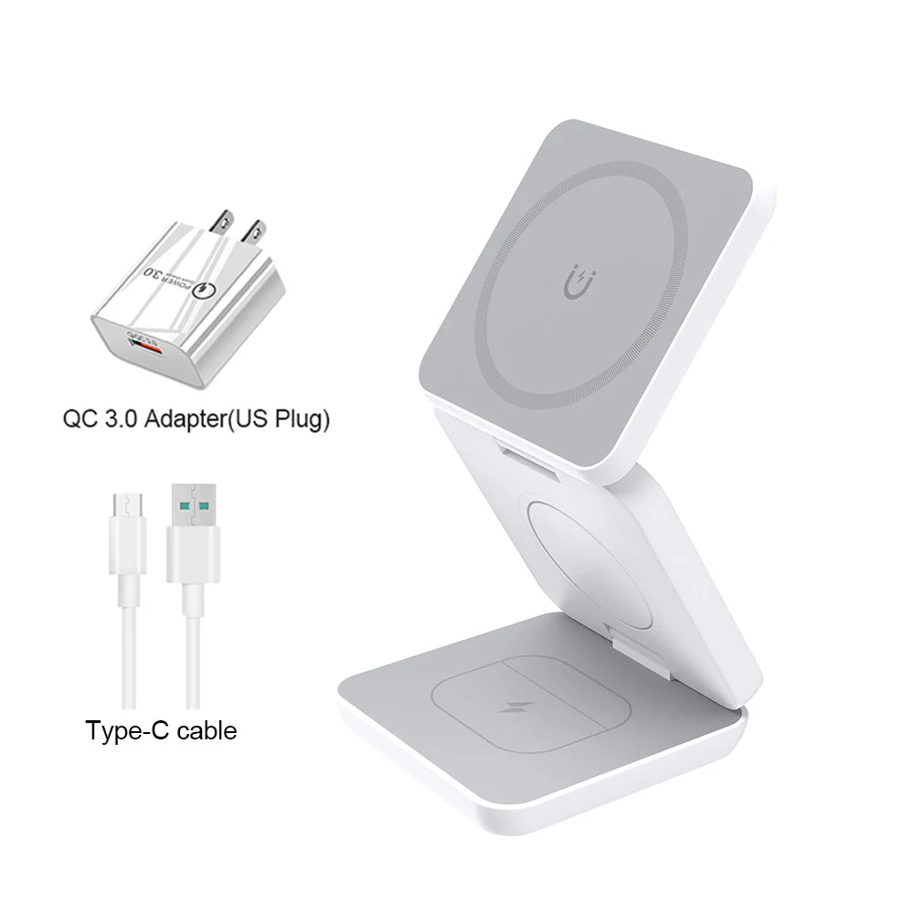 Foldable 3-in-1 Wireless Charger for iPhone & Apple Watch