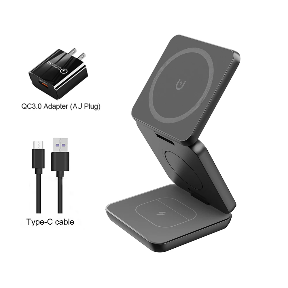 Foldable 3-in-1 Wireless Charger for iPhone & Apple Watch