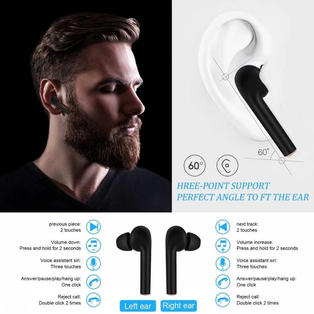 Wireless Earbuds with LED Battery Display and Secure Fit