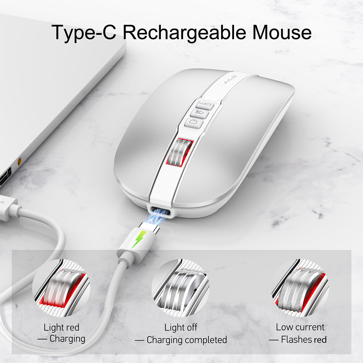 Silent Wireless Mouse with Volume Control, 2.4G & Bluetooth
