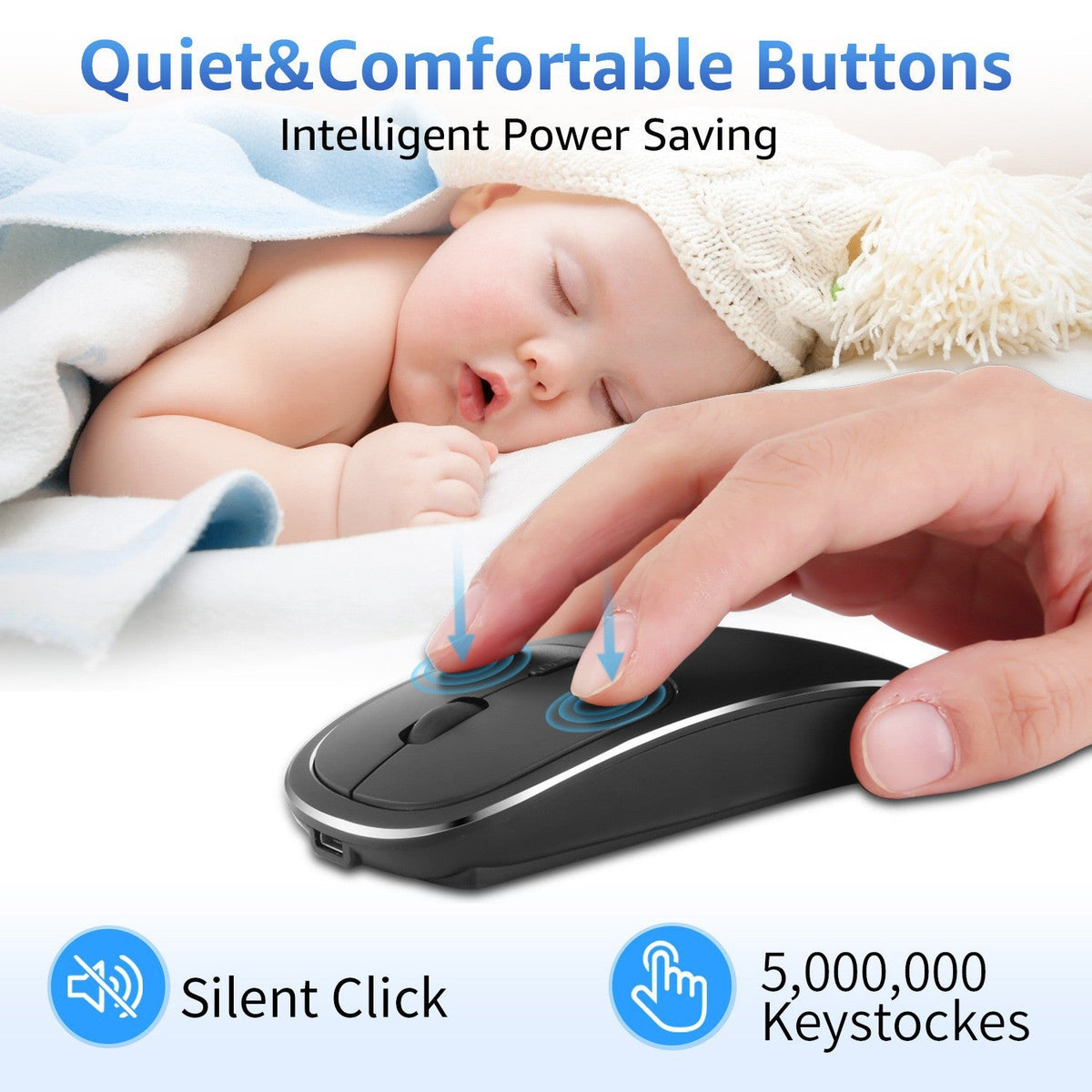 Silent Rechargeable Wireless Mouse for Quiet Desks