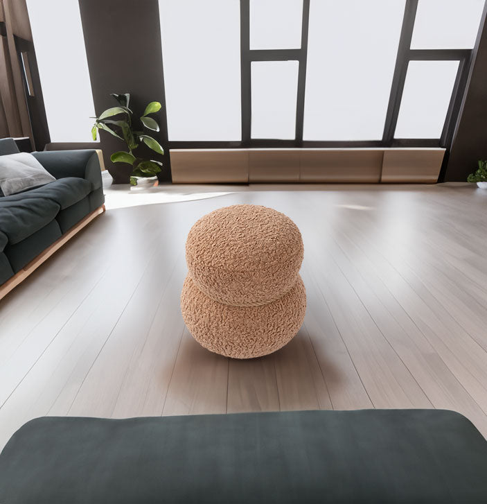 Snowman Stool with Plush Boucle Cushion for Living Room