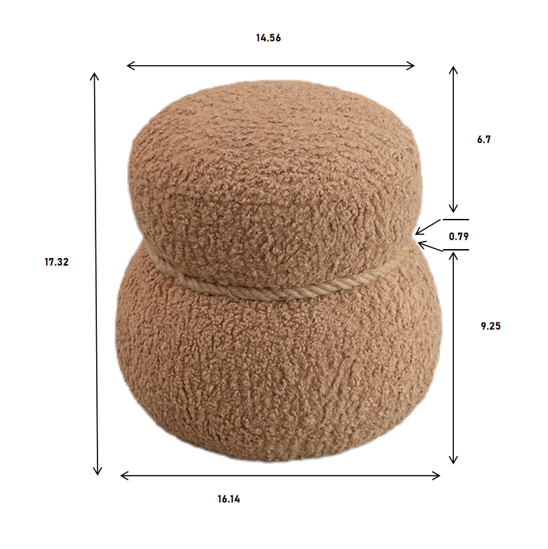 Snowman Stool with Plush Boucle Cushion for Living Room