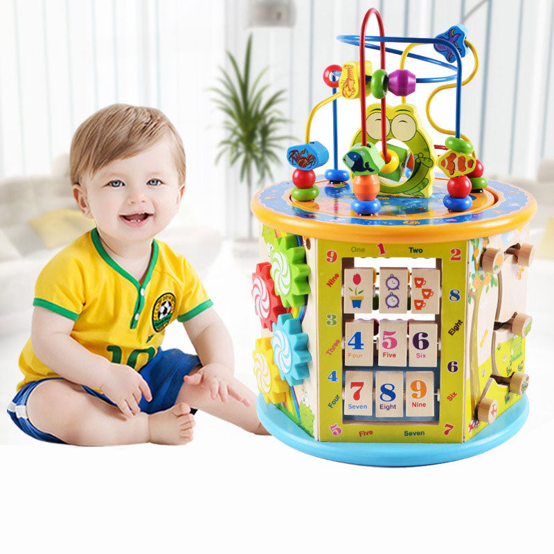 Wooden Activity Cube for Screen-Free Learning & Play
