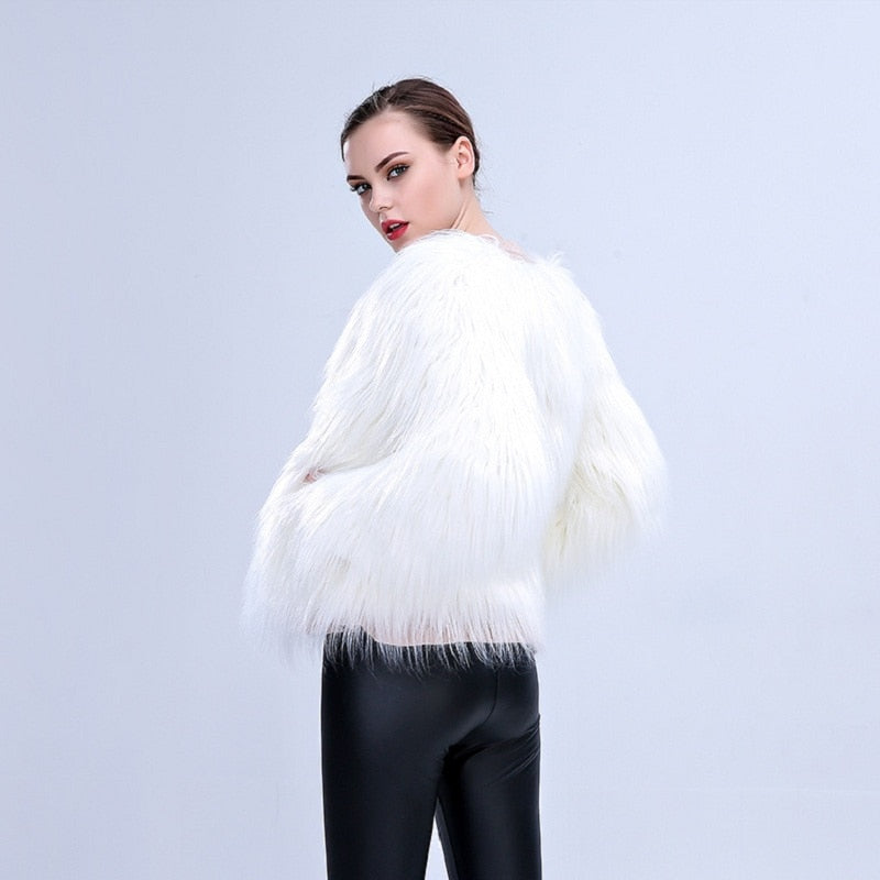 Women's LED Faux Fur Jacket for Glowing Night Style