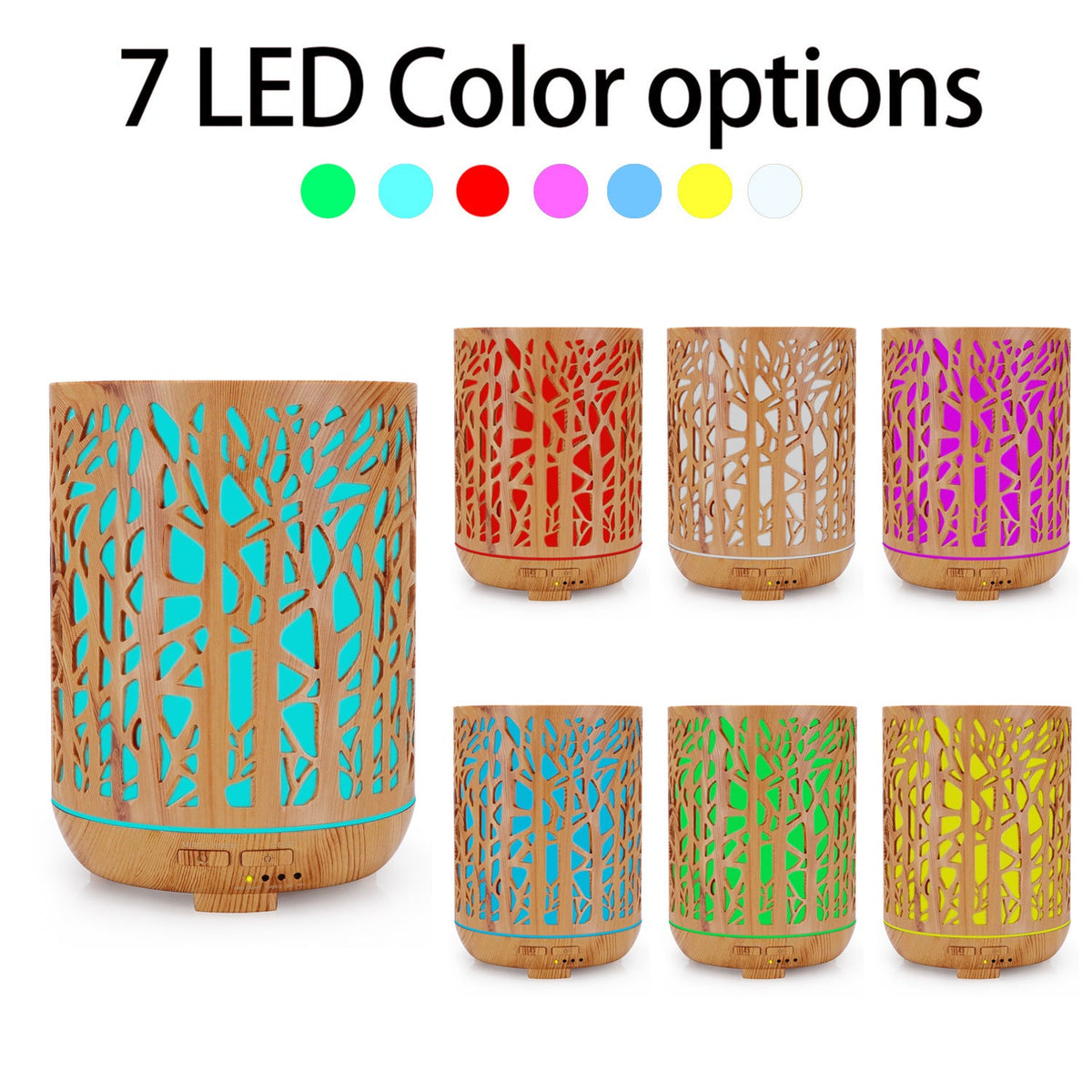Wood Grain Aroma Diffuser with Multi-Color LED Lights