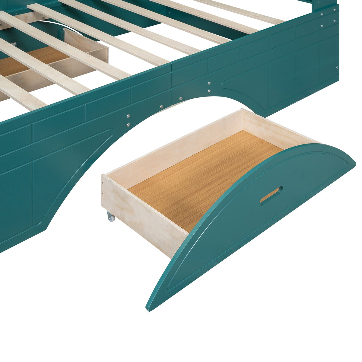 Full Size Platform Bed with Drawers & Bookshelf Headboard