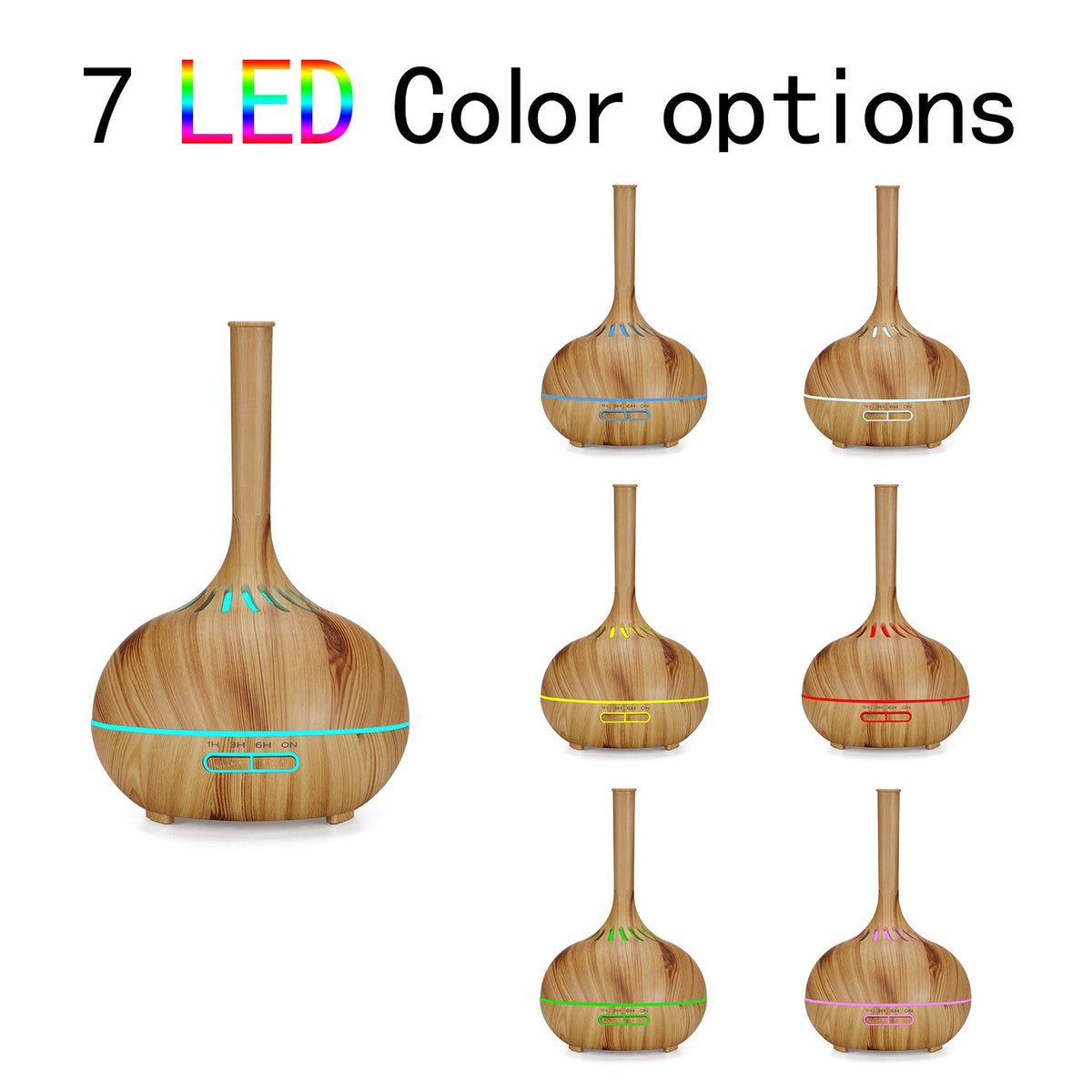 Wood Grain Aroma Diffuser Humidifier with LED Light