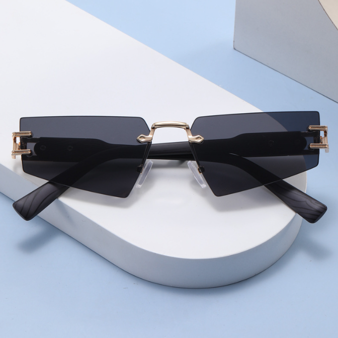 Frameless Wood-Grain Sunglasses for Polished Style
