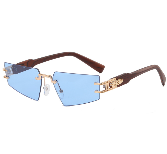 Frameless Wood-Grain Sunglasses for Polished Style